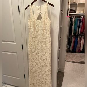 Ralph Lauren cream colored lace evening gown size 12